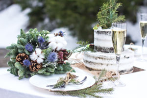 Winter wedding cake table