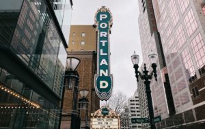 Portland sign in downtown