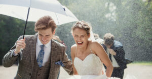 Rain at a summer wedding