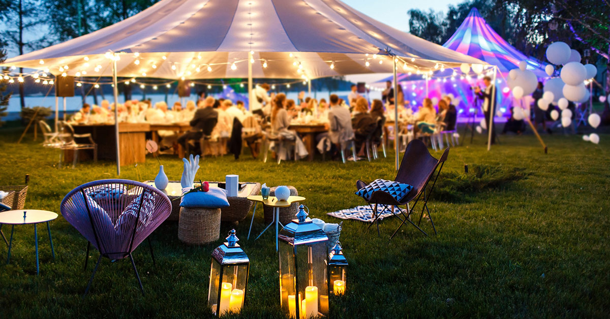 Wedding under tents in summer