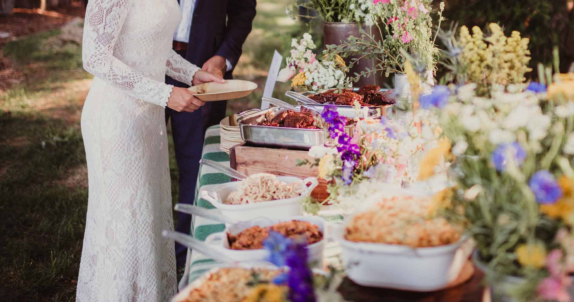 wedding table food catering in summer
