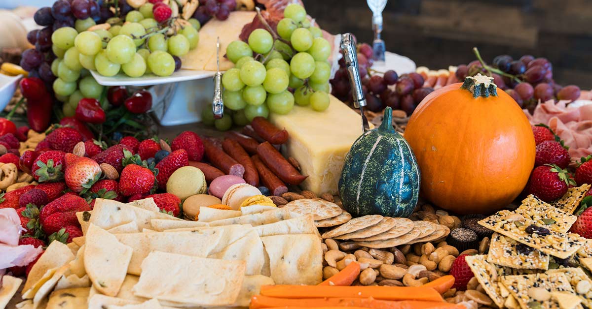 Fall wedding foods on table
